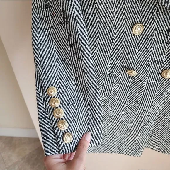 Double breasted striped wool coat - Picture 7 of 10